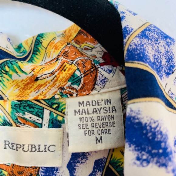 Vintage Banana Republic Button Up Shirt Medium Equestrian Horse Print Preppy - Picture 5 of 15